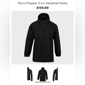Propper Men's jacket - coat.  3 in 1 Hardshell Parka, Black, X-Large Regular